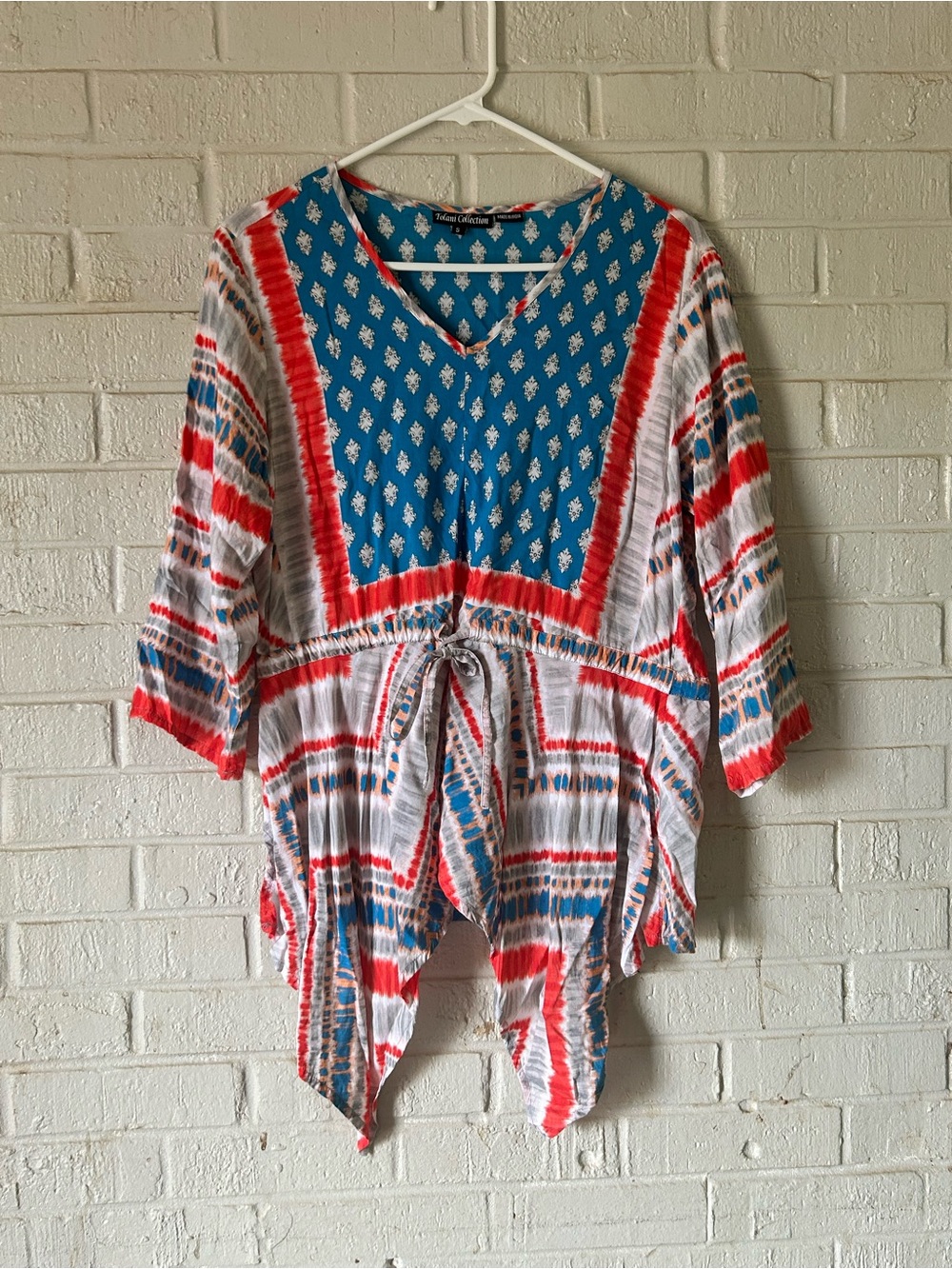 Tolani Collection Blouse Top Women’s Small Boho Printed Drape V Neck Modal